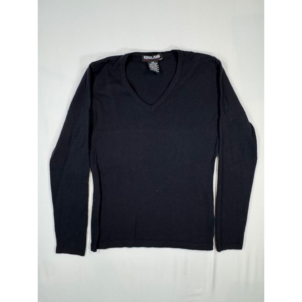 Kirkland Sweater V-Neck Black Extra Fine Merino Wool M Minimalist Quiet Luxury